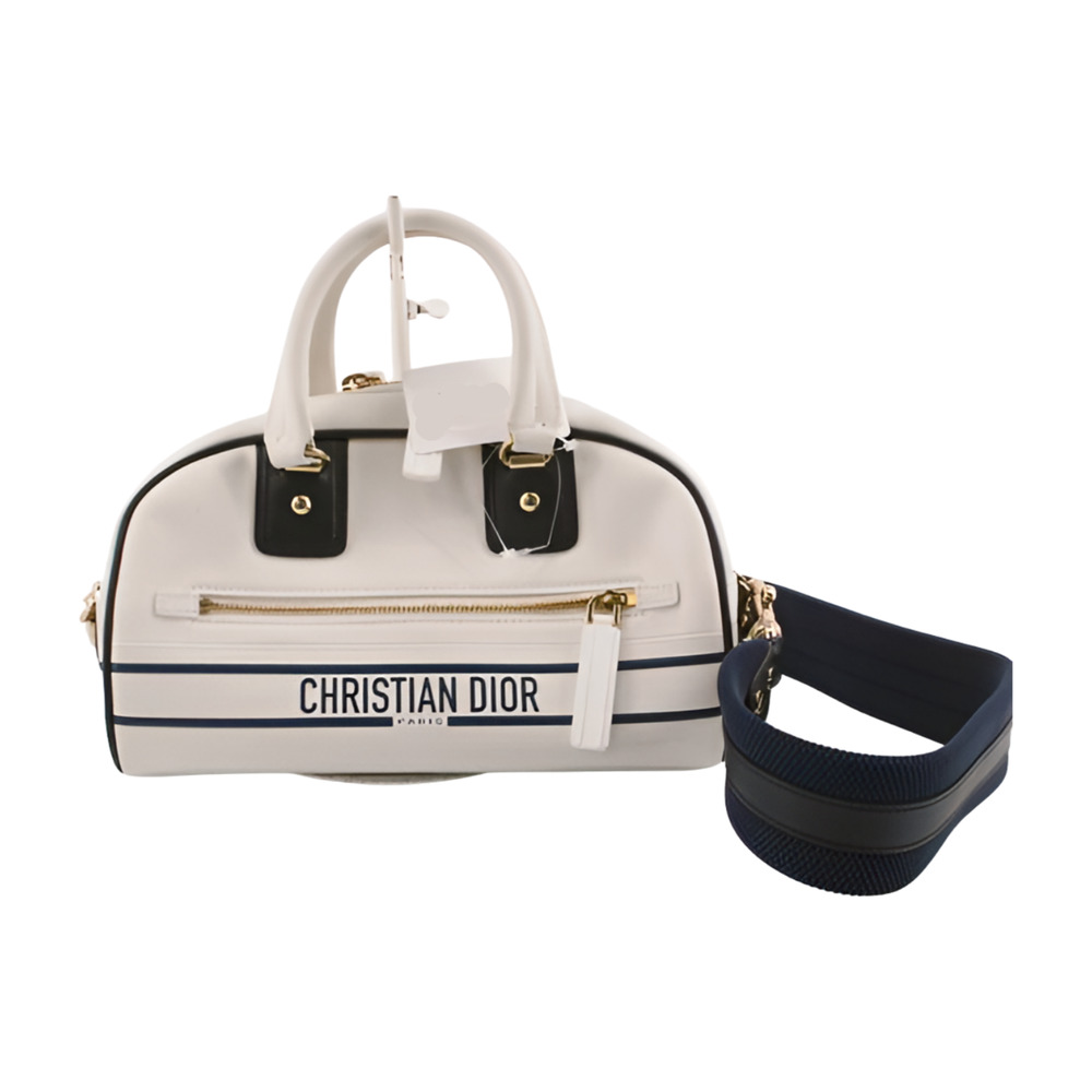 Dior Vibe Medium Zip Bowling Bag – White & Navy